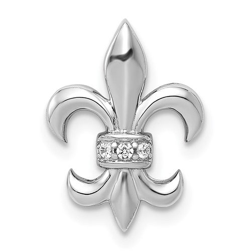 14k-white-gold-02ct-diamond-fleur-de-lis-chain-slide-SolomonJeweler-Wichita-KS-CustomJewelry