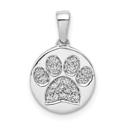 14k-white-gold-diamond-paw-print-in-circle-pendant-SolomonJeweler-Wichita-KS-CustomJewelry