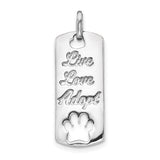 14k-white-gold-polished-live-love-adopt-paw-dag-tag-pendant-SolomonJeweler-Wichita-KS-CustomJewelry