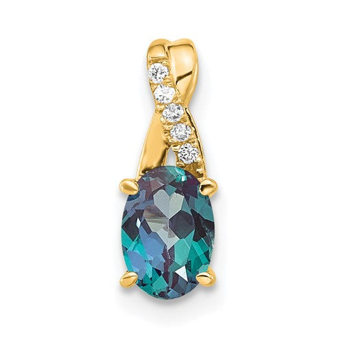 14k-oval-created-alexandrite-and-diamond-pendant-SolomonJeweler-Wichita-KS-CustomJewelry