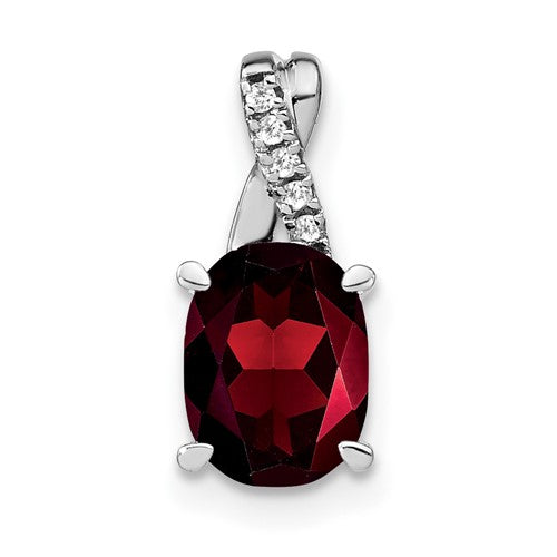 14k-white-gold-oval-garnet-and-diamond-pendant-SolomonJeweler-Wichita-KS-CustomJewelry