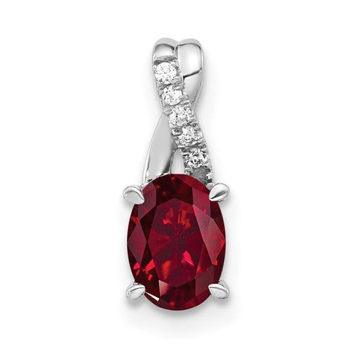 14k-white-gold-oval-created-ruby-and-diamond-pendant-SolomonJeweler-Wichita-KS-CustomJewelry