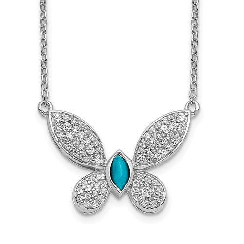14k-white-gold-diamond-and-turquoise-butterfly-necklace-SolomonJeweler-Wichita-KS-CustomJewelry