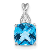 14k-white-gold-checkerboard-blue-topaz-and-diamond-pendant-SolomonJeweler-Wichita-KS-CustomJewelry
