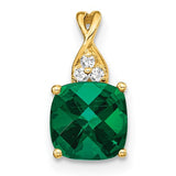 14k-checkerboard-created-emerald-and-diamond-pendant-SolomonJeweler-Wichita-KS-CustomJewelry