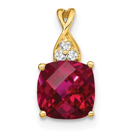 14k-checkerboard-created-ruby-and-diamond-pendant-SolomonJeweler-Wichita-KS-CustomJewelry