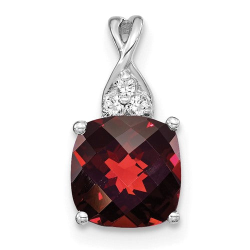 14k-white-gold-checkerboard-garnet-and-diamond-pendant-SolomonJeweler-Wichita-KS-CustomJewelry
