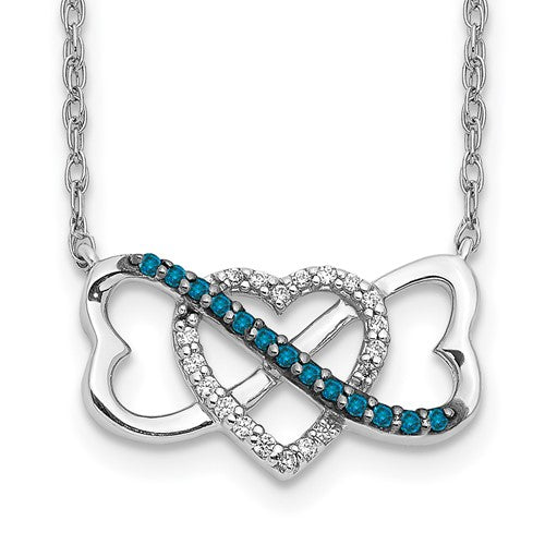 14k-white-gold-w-blue-and-white-diamond-triple-heart-17in-necklace-SolomonJeweler-Wichita-KS-CustomJewelry