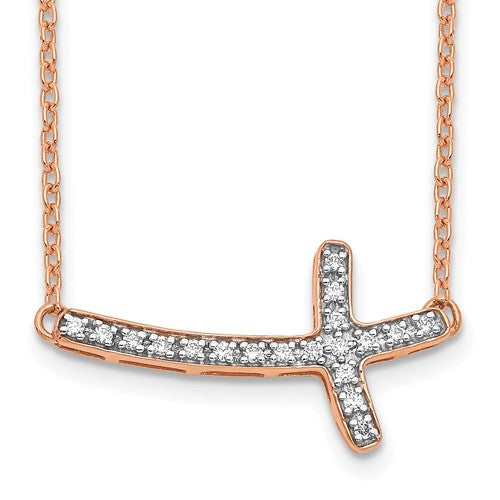 14k-rose-gold-diamond-sideways-cross-18in-necklace-SolomonJeweler-Wichita-KS-CustomJewelry
