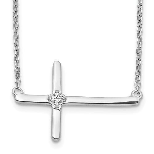 14k-white-gold-diamond-sideways-cross-18in-necklace-SolomonJeweler-Wichita-KS-CustomJewelry