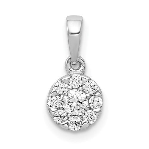14k-white-gold-1-4ct-diamond-circle-cluster-pendant-SolomonJeweler-Wichita-KS-CustomJewelry