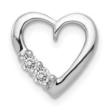 14k white gold diamond heart chain slide pendant with 1/10ct. diamonds, featuring a delicate heart design.