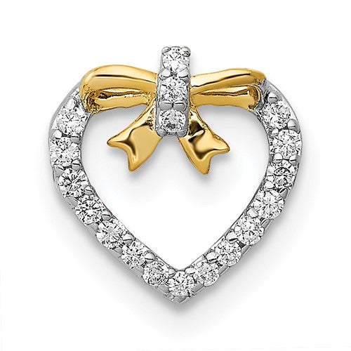 14k-white-w-yellow-rhod-polished-1-10ct-diamond-heart-w-bow-chain-slide-SolomonJeweler-Wichita-KS-CustomJewelry