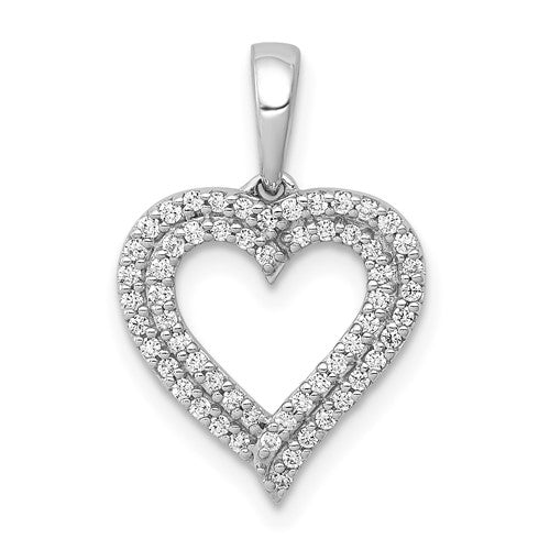 14k-white-gold-1-4ct-diamond-2-row-heart-pendant-SolomonJeweler-Wichita-KS-CustomJewelry