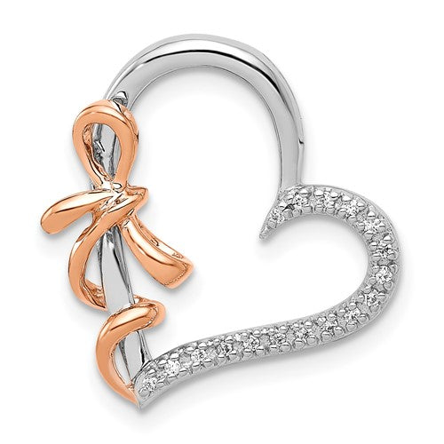 14k-white-and-rose-gold-diamond-polished-heart-w-bow-chain-slide-SolomonJeweler-Wichita-KS-CustomJewelry