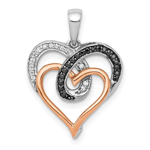 14k-white-and-rose-gold-white-and-black-diamond-hearts-pendant-SolomonJeweler-Wichita-KS-CustomJewelry