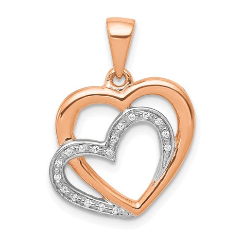 14k-rose-gold-w-rhodium-diamond-entwined-hearts-pendant-SolomonJeweler-Wichita-KS-CustomJewelry