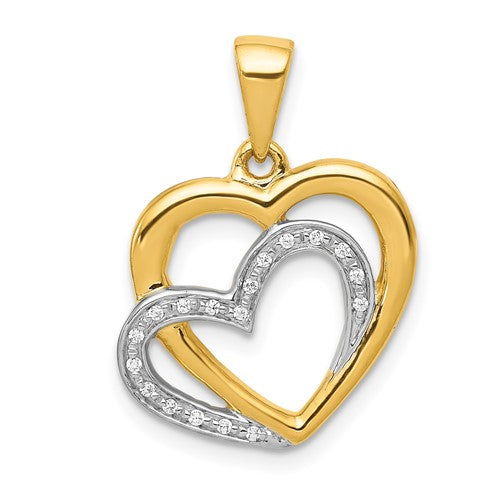 14k-yellow-gold-w-rhodium-diamond-entwined-hearts-pendant-SolomonJeweler-Wichita-KS-CustomJewelry