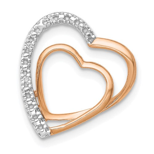 14k-rose-gold-01ct-diamond-double-heart-chain-slide-SolomonJeweler-Wichita-KS-CustomJewelry