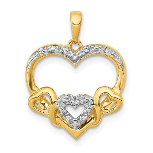 14k-03ct-diamond-and-rhodium-heart-w-3-smaller-hearts-pendant-SolomonJeweler-Wichita-KS-CustomJewelry
