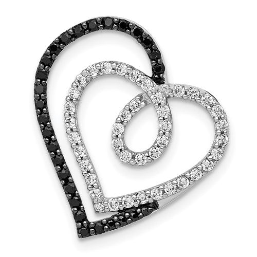 14k-white-gold-black-and-white-diamond-entwined-heart-chain-slide-SolomonJeweler-Wichita-KS-CustomJewelry