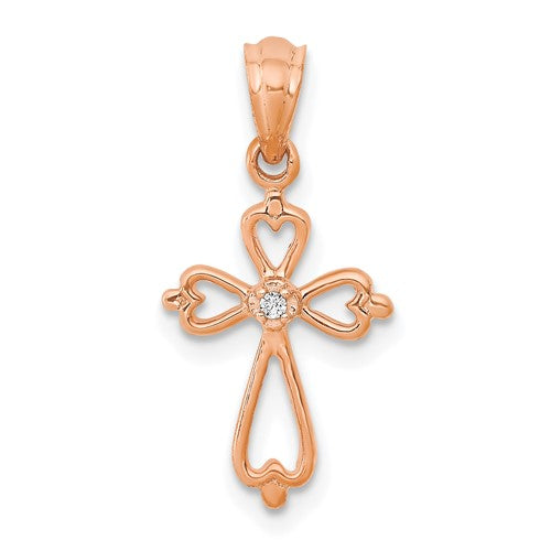 14k-rose-gold-diamond-accented-cross-pendant-SolomonJeweler-Wichita-KS-CustomJewelry