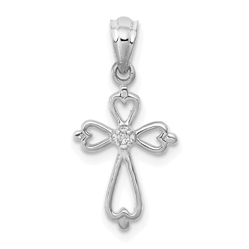 14k-white-gold-diamond-accented-cross-pendant-SolomonJeweler-Wichita-KS-CustomJewelry