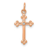 14k-rose-gold-small-diamond-budded-cross-pendant-SolomonJeweler-Wichita-KS-CustomJewelry