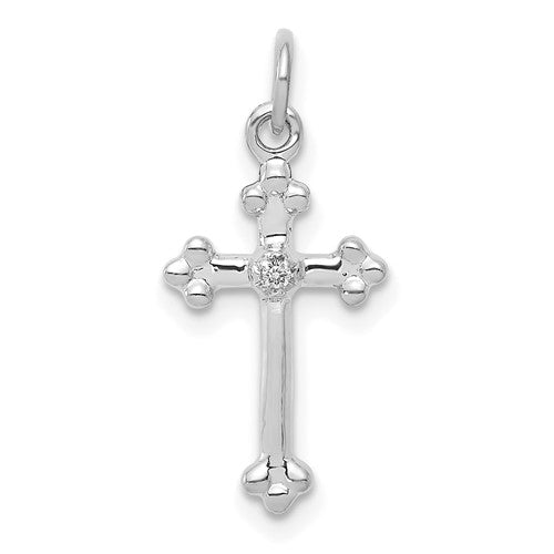 14k-white-gold-small-diamond-budded-cross-pendant-SolomonJeweler-Wichita-KS-CustomJewelry