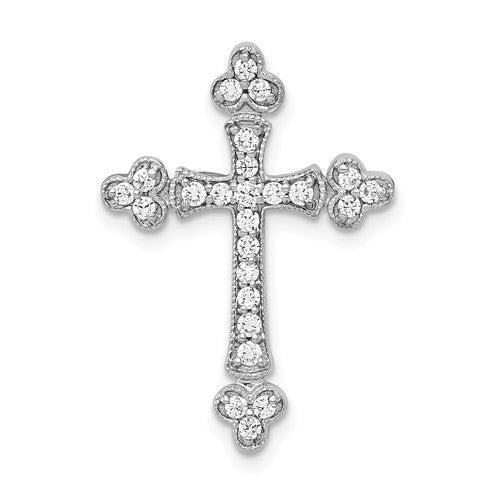 14k-white-gold-1-4ct-diamond-budded-cross-chain-slide-SolomonJeweler-Wichita-KS-CustomJewelry