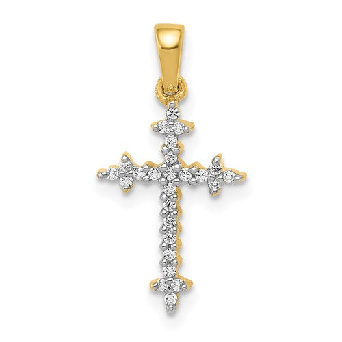 14k-and-rhodium-1-10ct-diamond-fleur-de-lis-cross-pendant-SolomonJeweler-Wichita-KS-CustomJewelry