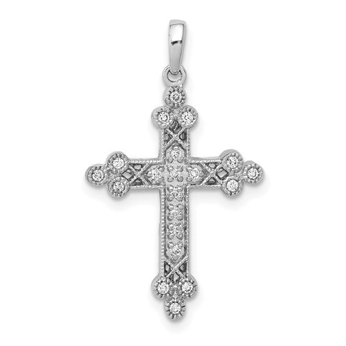 14k-white-gold-1-10ct-diamond-filigree-budded-cross-pendant-SolomonJeweler-Wichita-KS-CustomJewelry