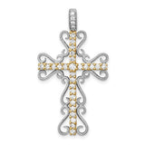 14k-two-tone-5-8ct-diamond-filigree-cross-pendant-SolomonJeweler-Wichita-KS-CustomJewelry
