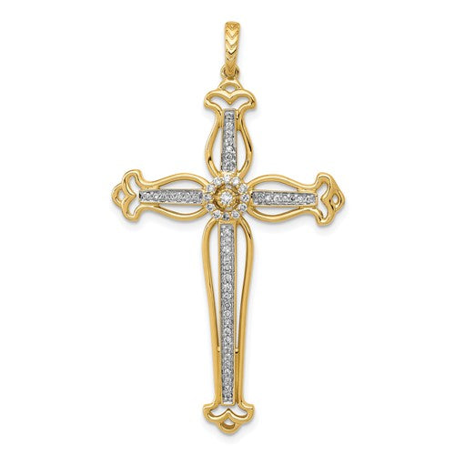 14k-1-4ct-diamond-fancy-budded-cross-pendant-SolomonJeweler-Wichita-KS-CustomJewelry
