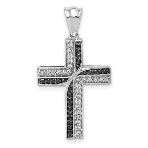 14k-white-gold-1-5ct-black-and-white-diamond-cross-pendant-SolomonJeweler-Wichita-KS-CustomJewelry
