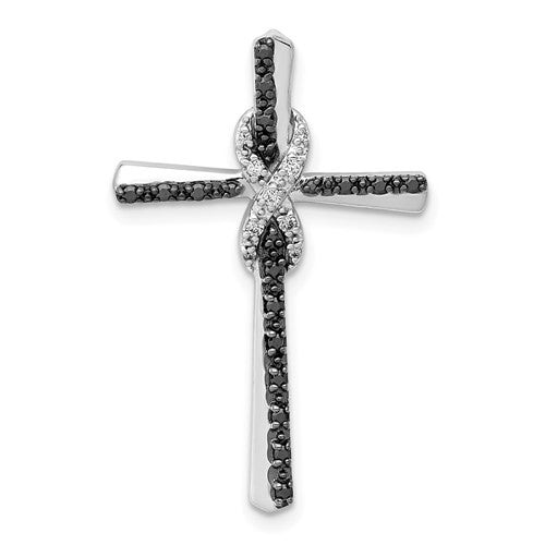14k-white-gold-black-and-white-diamond-infinity-cross-chain-slide-SolomonJeweler-Wichita-KS-CustomJewelry