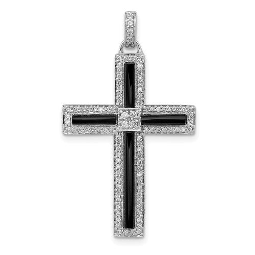 14k-white-gold-1-3ct-diamond-and-onyx-cross-pendant-SolomonJeweler-Wichita-KS-CustomJewelry