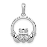 14k-white-gold-diamond-claddagh-circle-pendant-SolomonJeweler-Wichita-KS-CustomJewelry