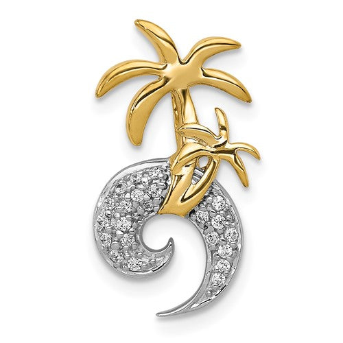 14k-two-tone-diamond-double-palm-tree-and-wave-chain-slide-SolomonJeweler-Wichita-KS-CustomJewelry