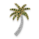 14k-white-gold-white-and-green-diamond-palm-tree-chain-slide-SolomonJeweler-Wichita-KS-CustomJewelry