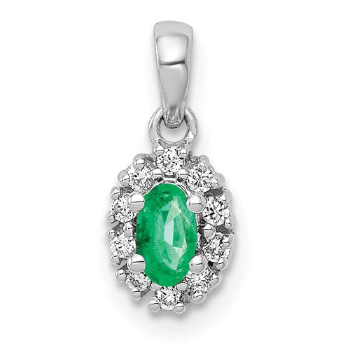 14k-white-gold-diamond-and-oval-emerald-halo-pendant-SolomonJeweler-Wichita-KS-CustomJewelry