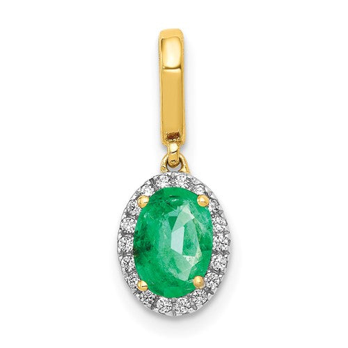 14k-diamond-and-oval-emerald-halo-pendant-SolomonJeweler-Wichita-KS-CustomJewelry