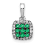14k-white-gold-diamond-and-19-emerald-square-halo-pendant-SolomonJeweler-Wichita-KS-CustomJewelry