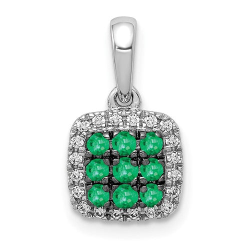 14k-white-gold-diamond-and-19-emerald-square-halo-pendant-SolomonJeweler-Wichita-KS-CustomJewelry