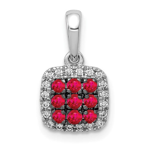 14k-white-gold-diamond-and-23-ruby-square-halo-pendant-SolomonJeweler-Wichita-KS-CustomJewelry