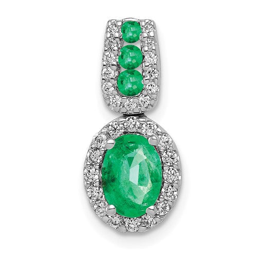 14k-white-gold-halo-diamond-and-oval-emerald-halo-pendant-SolomonJeweler-Wichita-KS-CustomJewelry