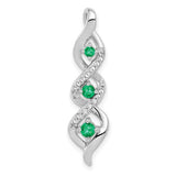 14k-white-gold-3-stone-twisted-diamond-and-emerald-chain-slide-SolomonJeweler-Wichita-KS-CustomJewelry