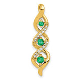 14k-3-stone-twisted-diamond-and-emerald-chain-slide-SolomonJeweler-Wichita-KS-CustomJewelry