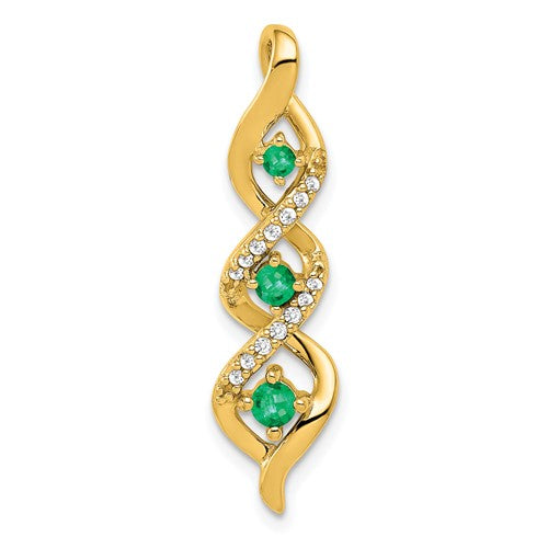 14k-3-stone-twisted-diamond-and-emerald-chain-slide-SolomonJeweler-Wichita-KS-CustomJewelry