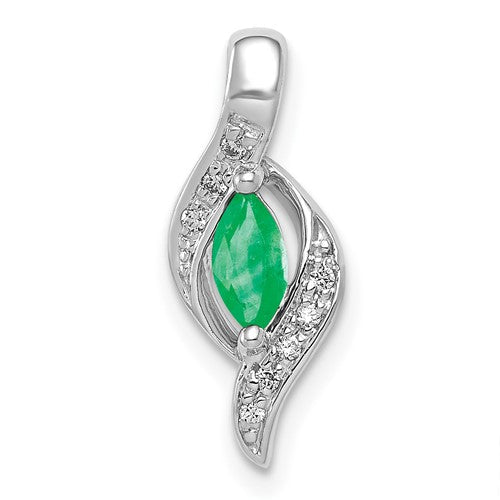 14k-white-gold-diamond-and-marquise-emerald-pendant-SolomonJeweler-Wichita-KS-CustomJewelry